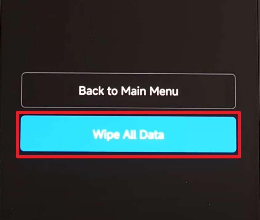choose to wipe all data