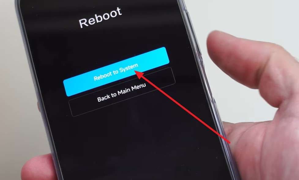 choose to reboot to system