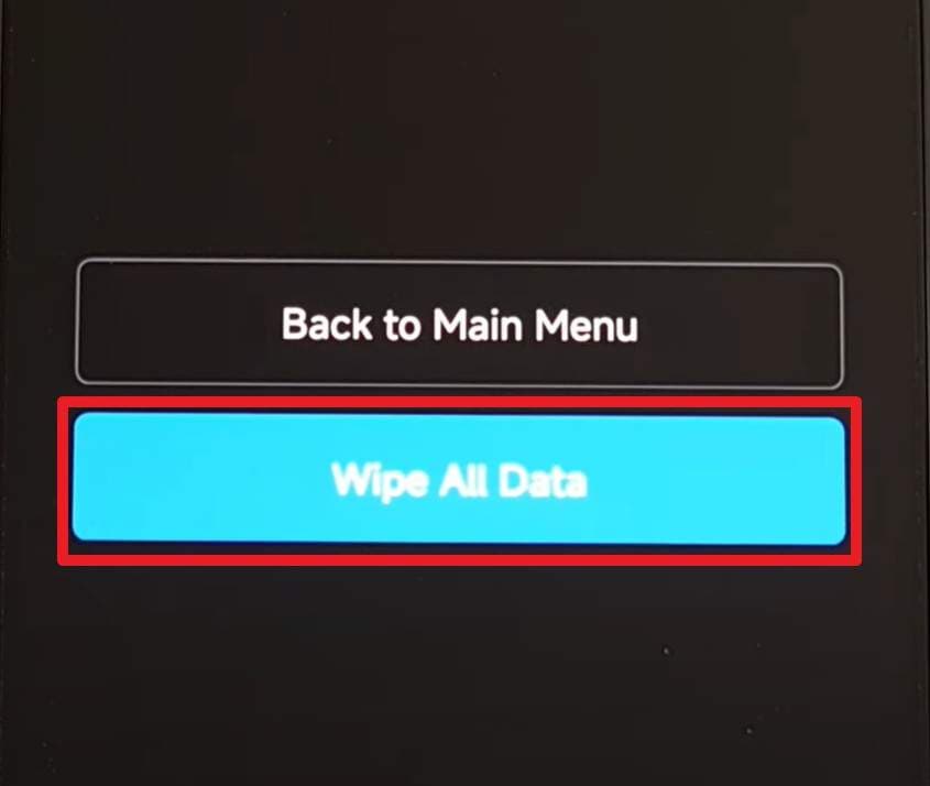 choose to wipe all data