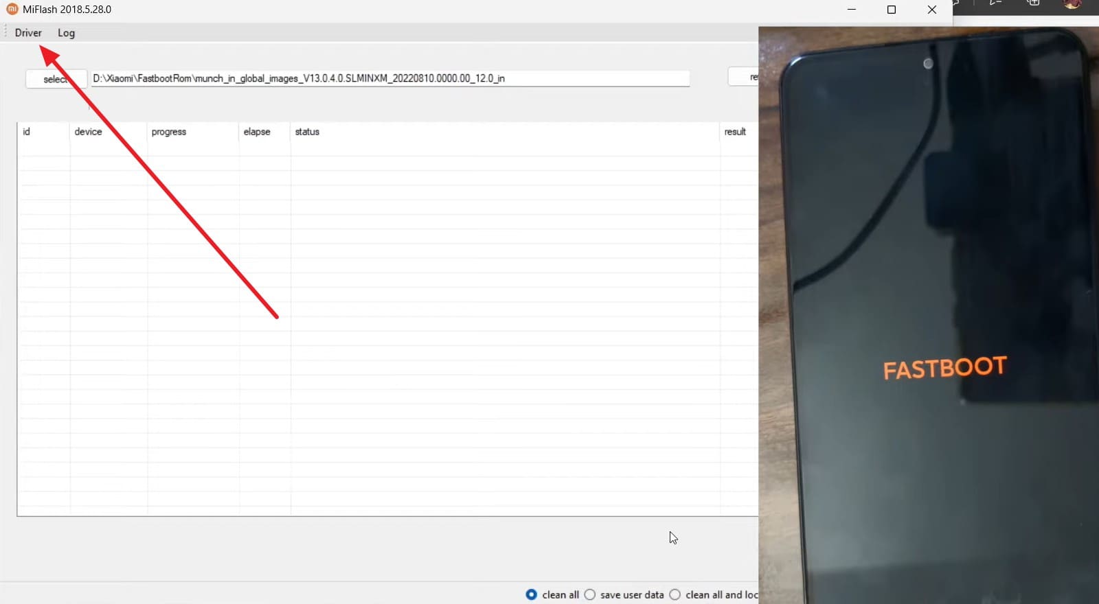 pick the driver button