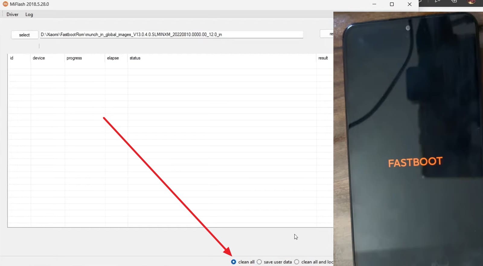 choose the clean all button
