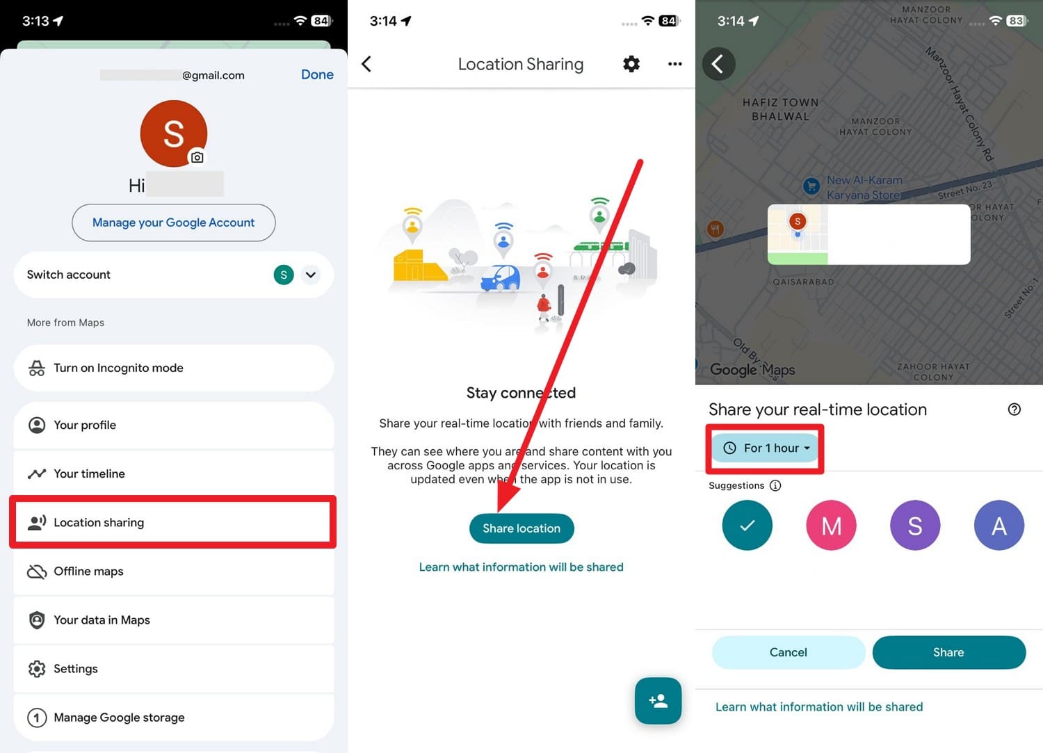 tap to share location