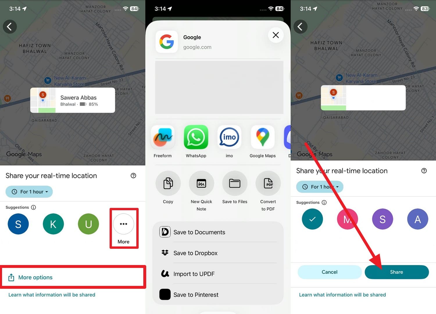 pick contact and share