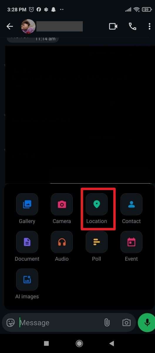 choose location option