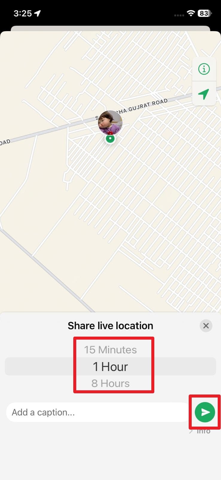 choose duration and send