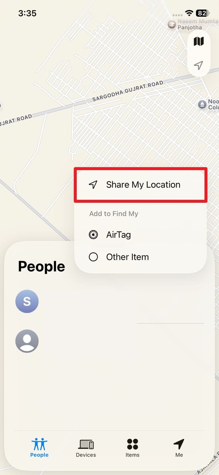 pick share my location