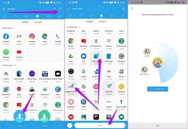 transfer data using shareme