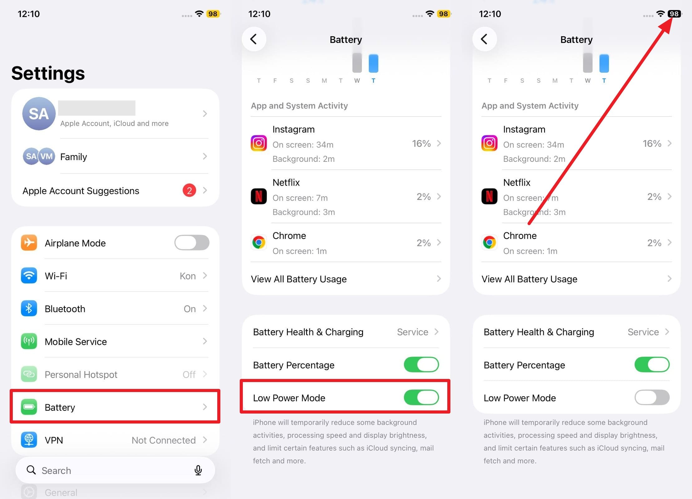 disable low power mode