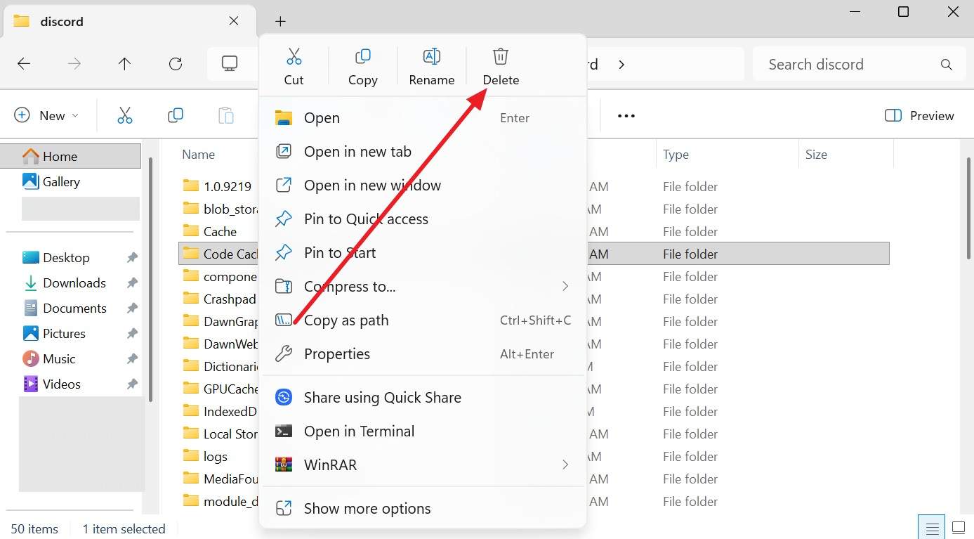 choose to delete the folder