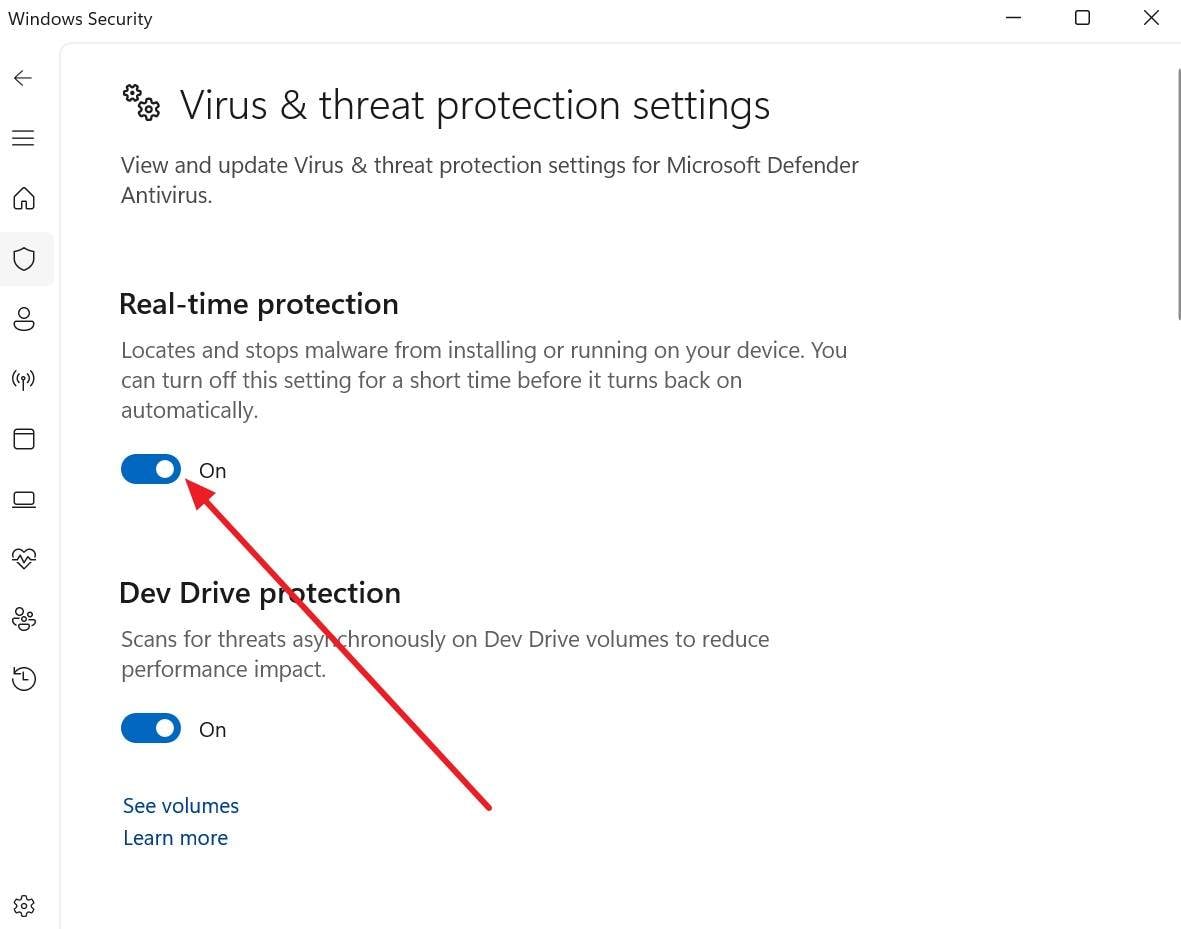off real-time protection