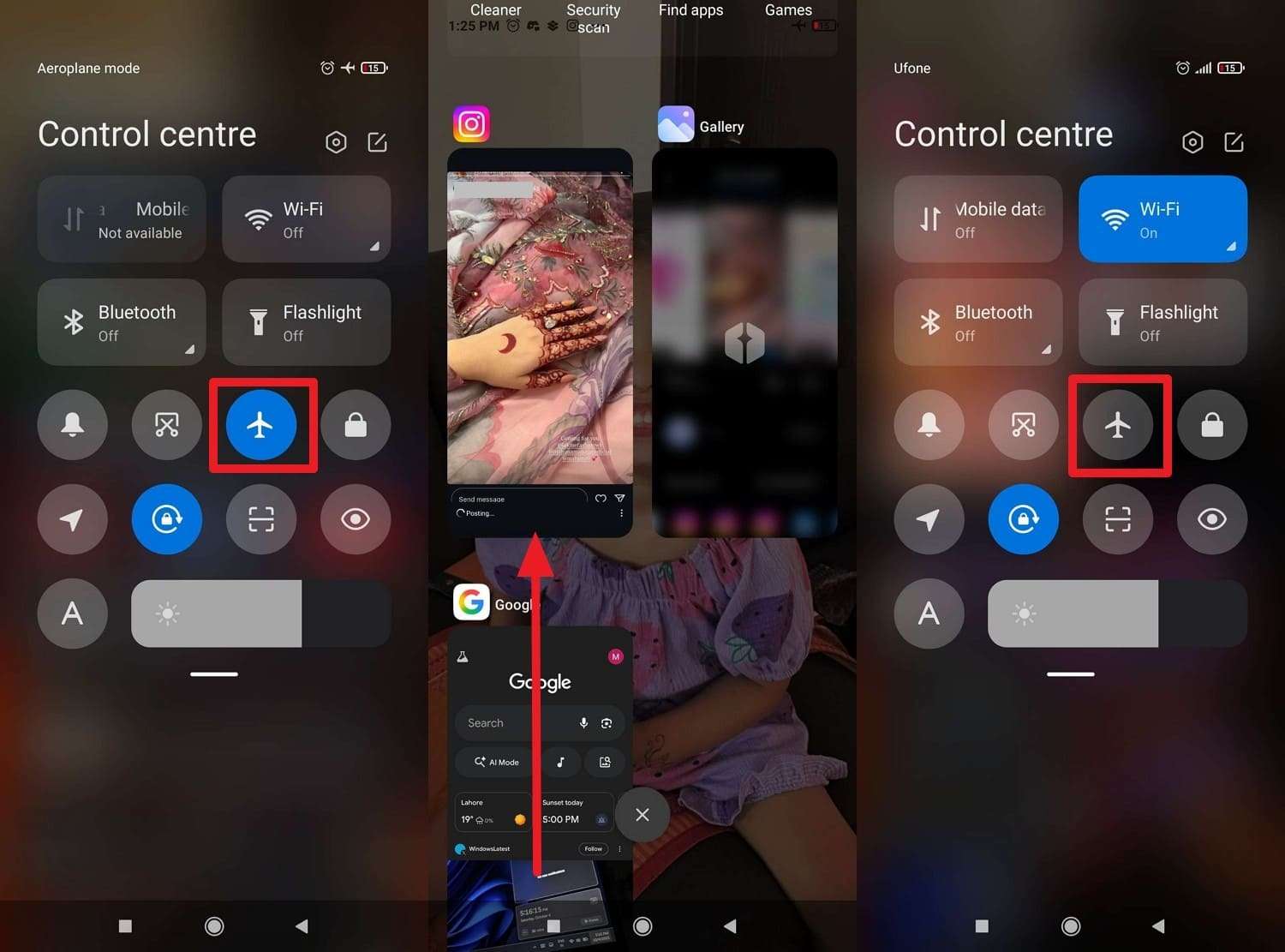 use airplane mode on android