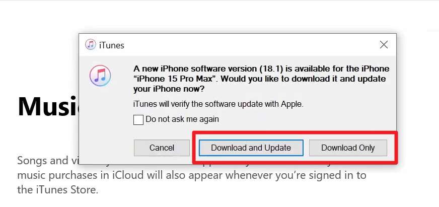 choose download and update