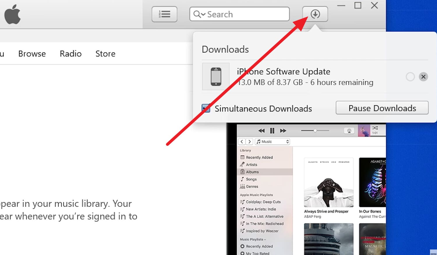 tap the download icon