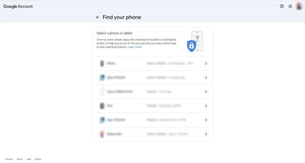 my devices on find my device