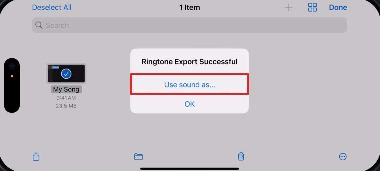 choose use sound as on garageband
