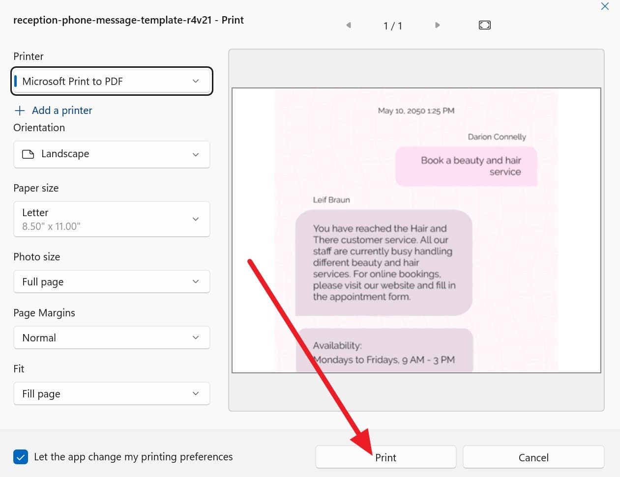 pick the print button