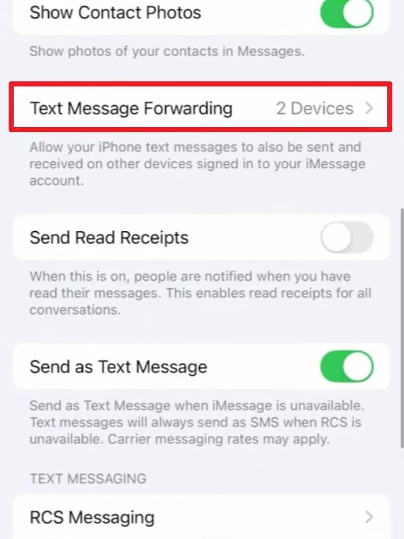 choose text message forwarding