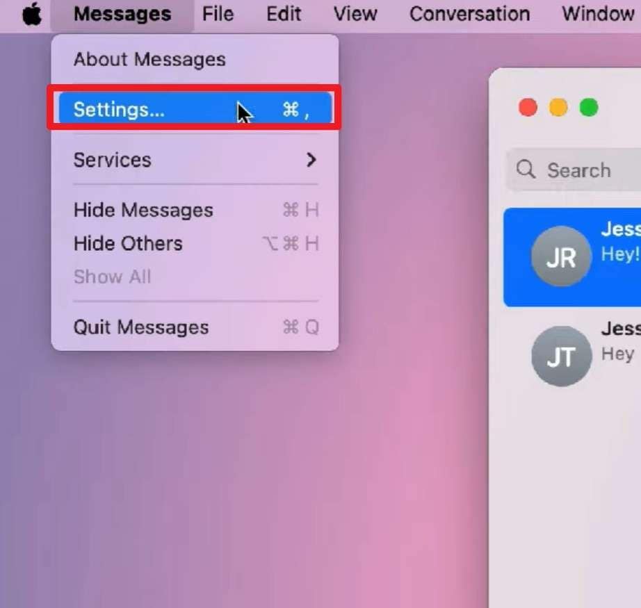 go to message settings