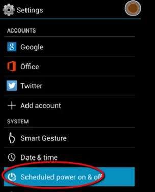 scheduled power on and off feature