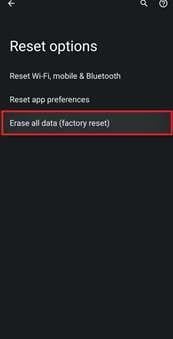 select erase all data