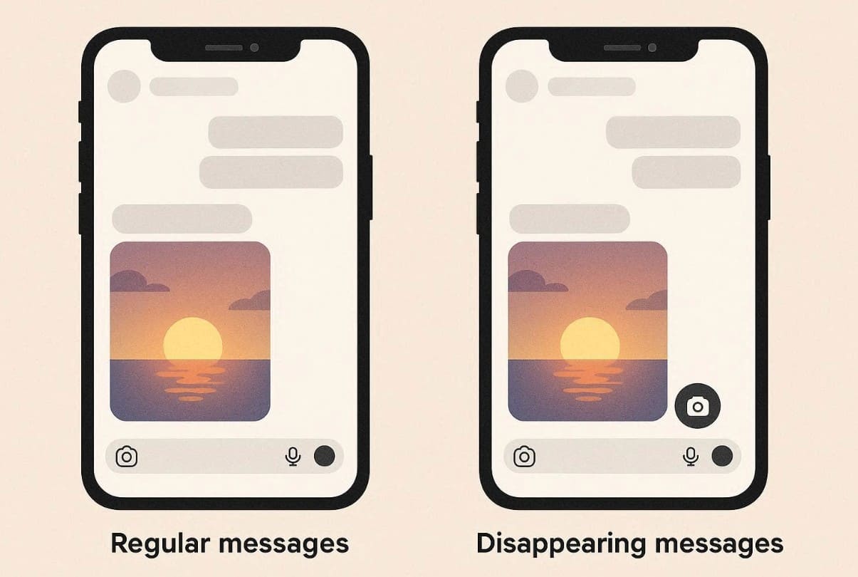 compare regular vs disappearing messages