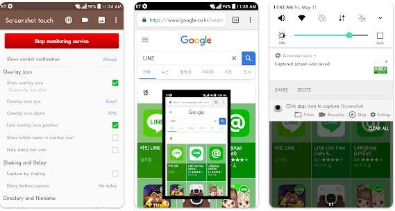Screenshot Touch interface