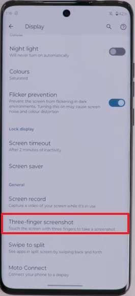 pick the three-finger screenshot option