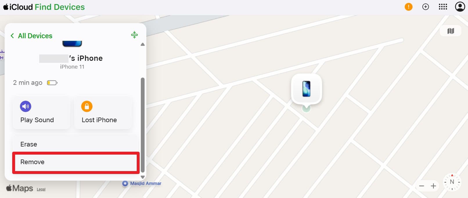 choose the remove option