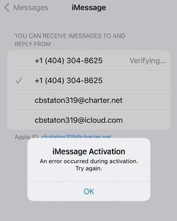 imessage carrier and sim problems