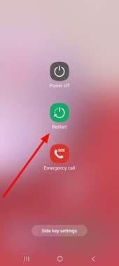 tap restart button on phone