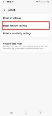 reset your network settings