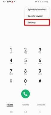 enter the phone settings