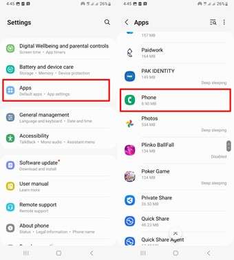 enter the phone app settings