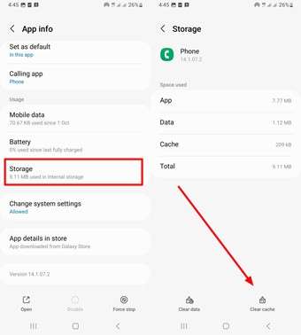 clear phone app cache