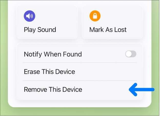 removing the device from apple account