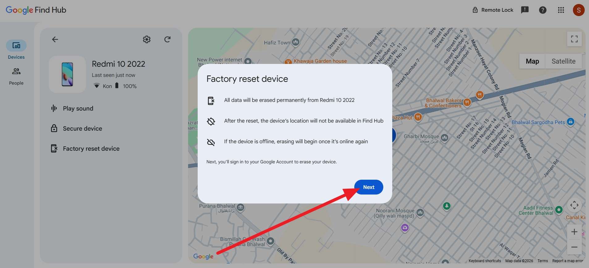 choose the next button