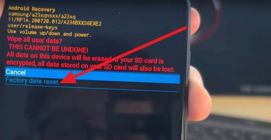 choose factory data reset option