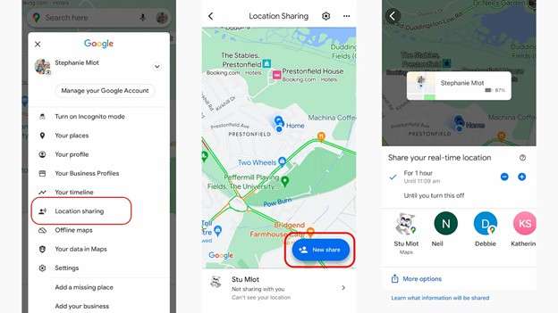 google maps location sharing