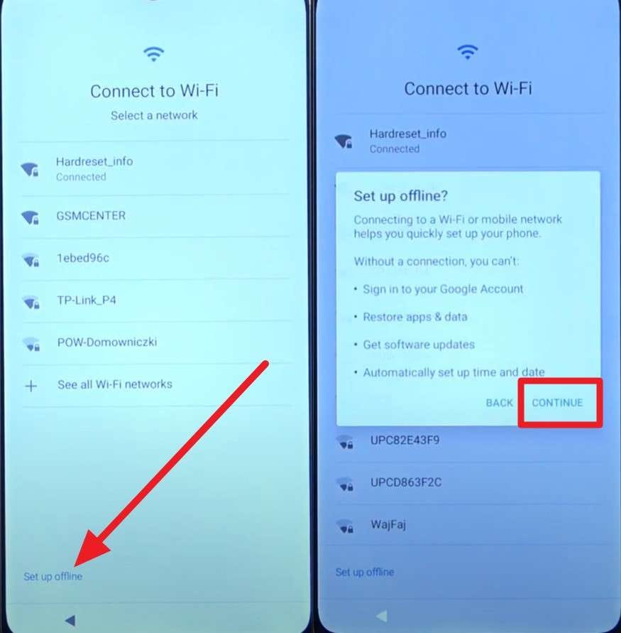 pick the set up offline
