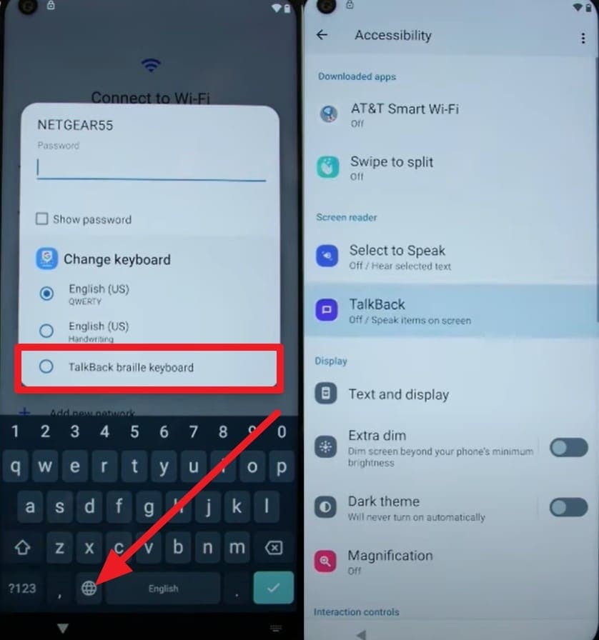 tap globe and access menu