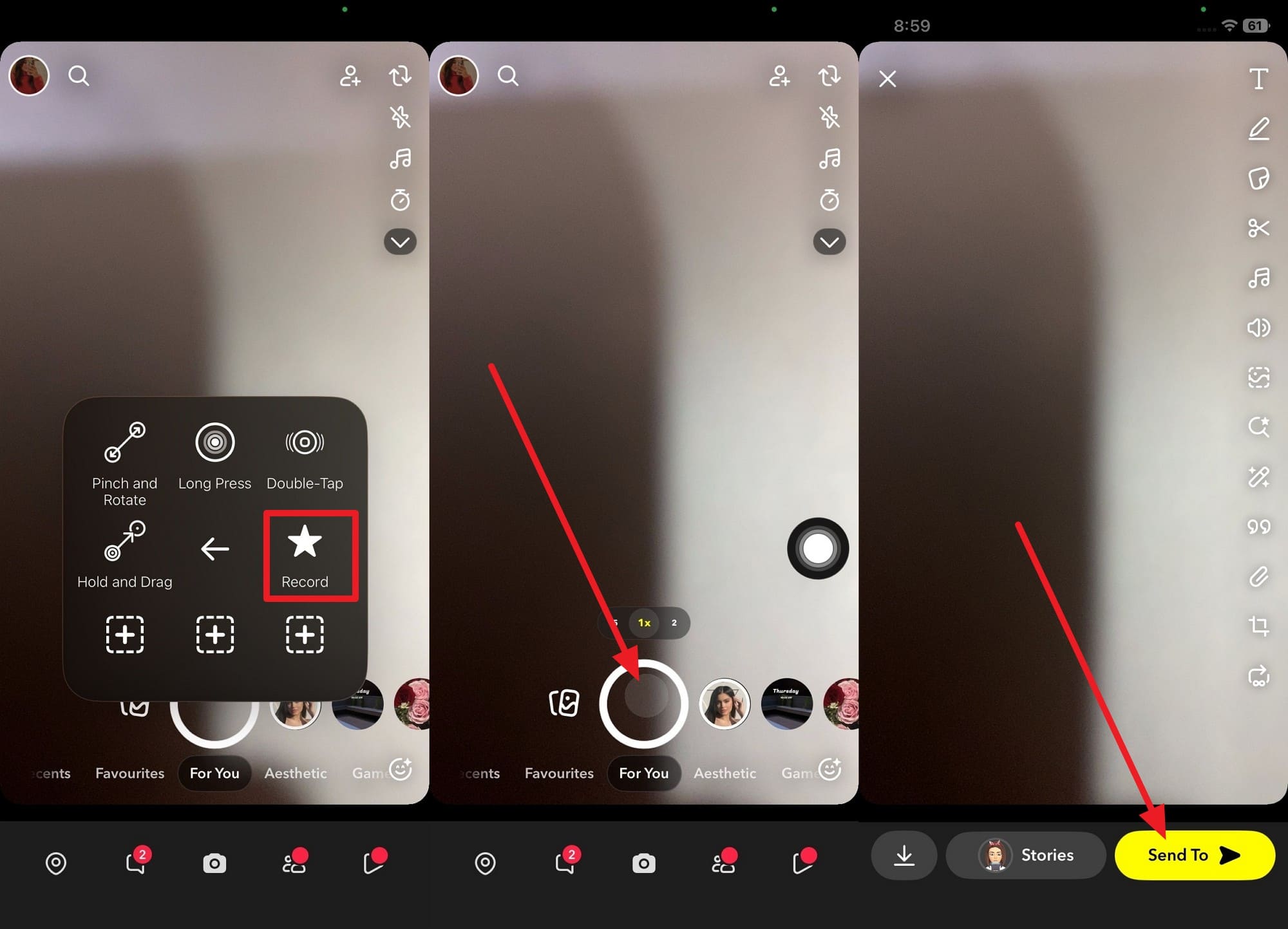 pick the shortcut and send