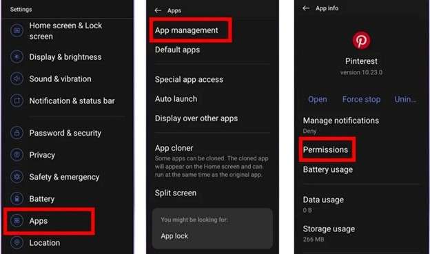change app permissions using permission manager