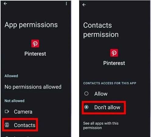 allow or deny contacts access