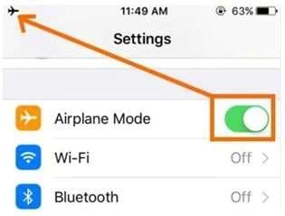 turn off or on airplane mode