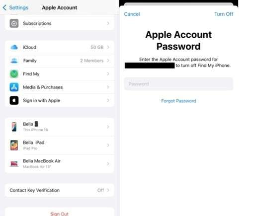 sign out apple id on iphone
