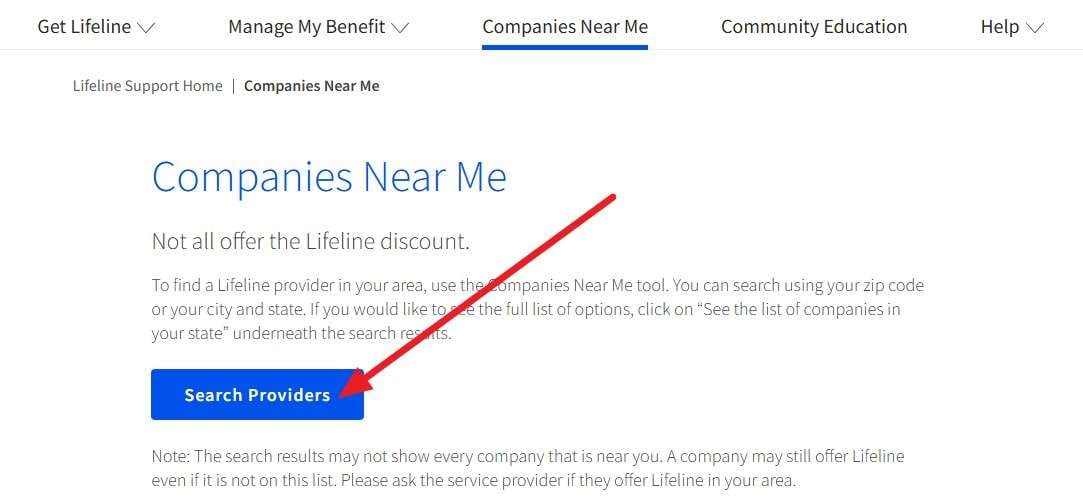 choose the search providers button