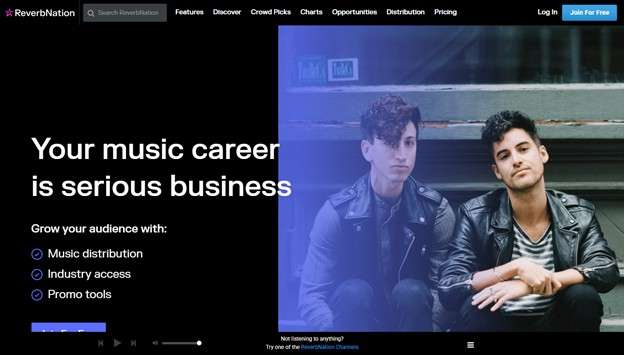 reverbnation website interface