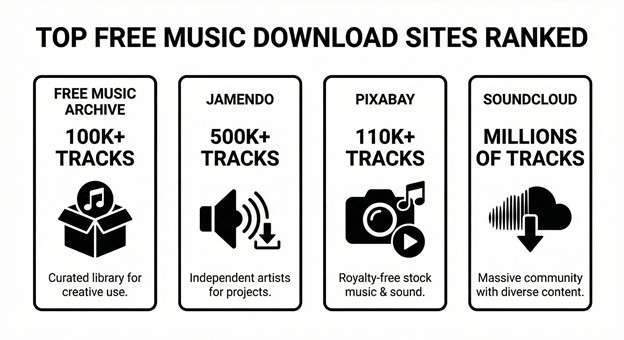 top music download sites infographic