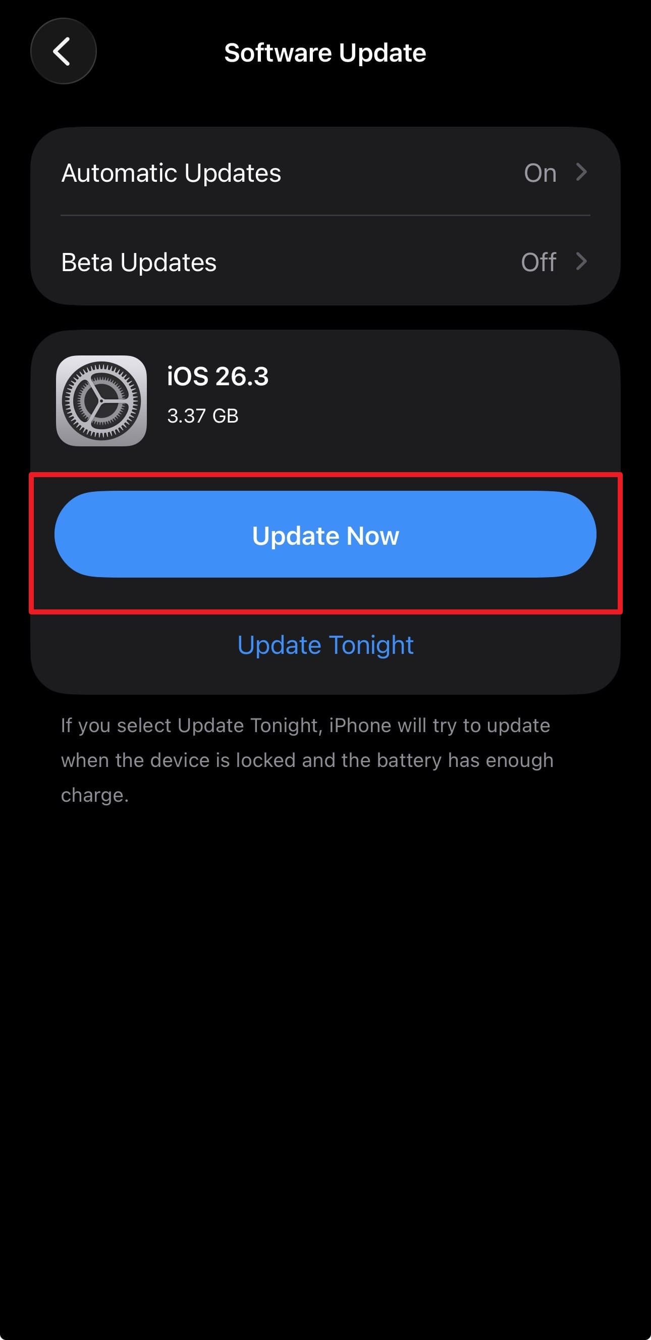 choose to update ios
