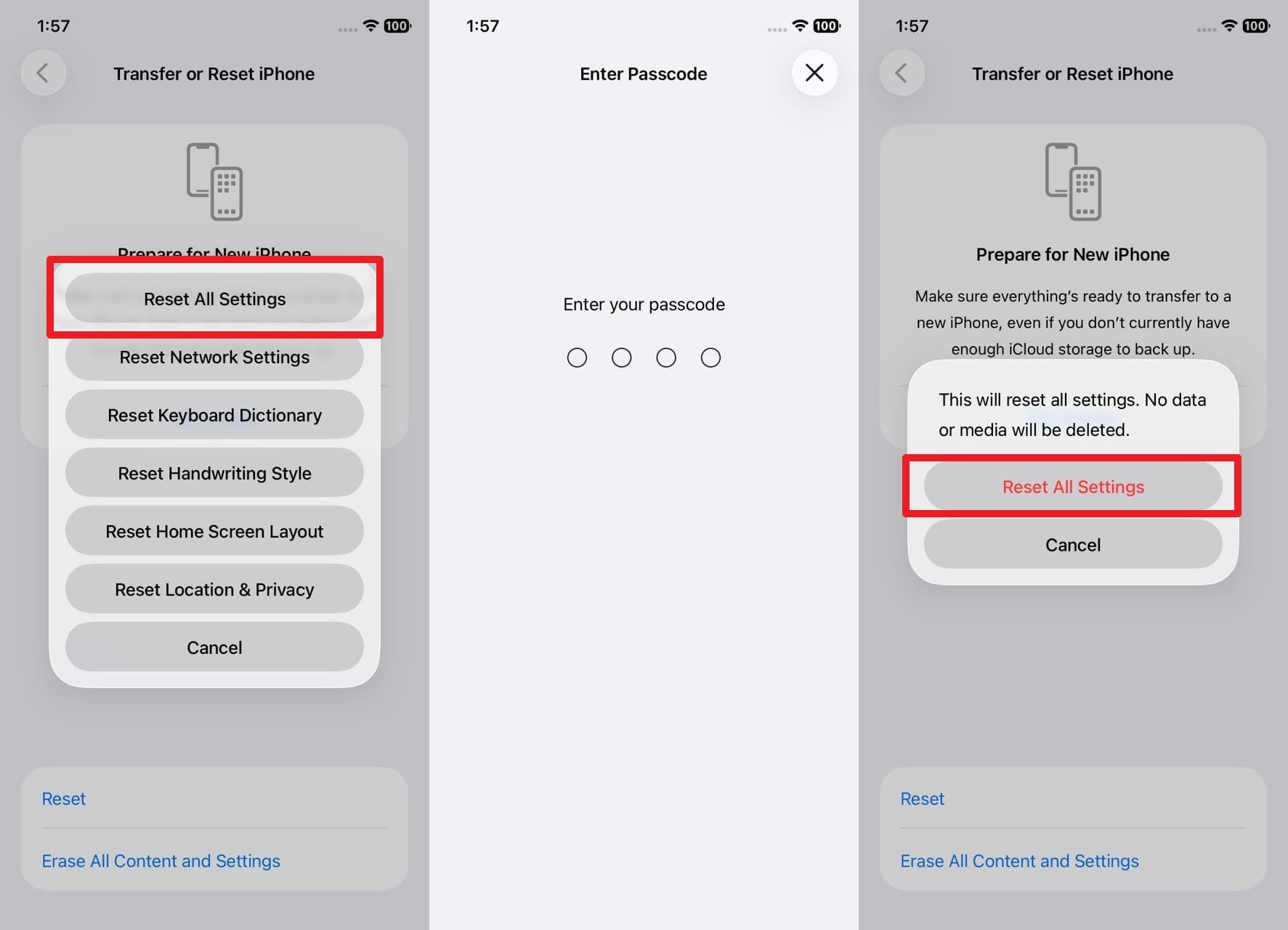 choose the rest all settings option